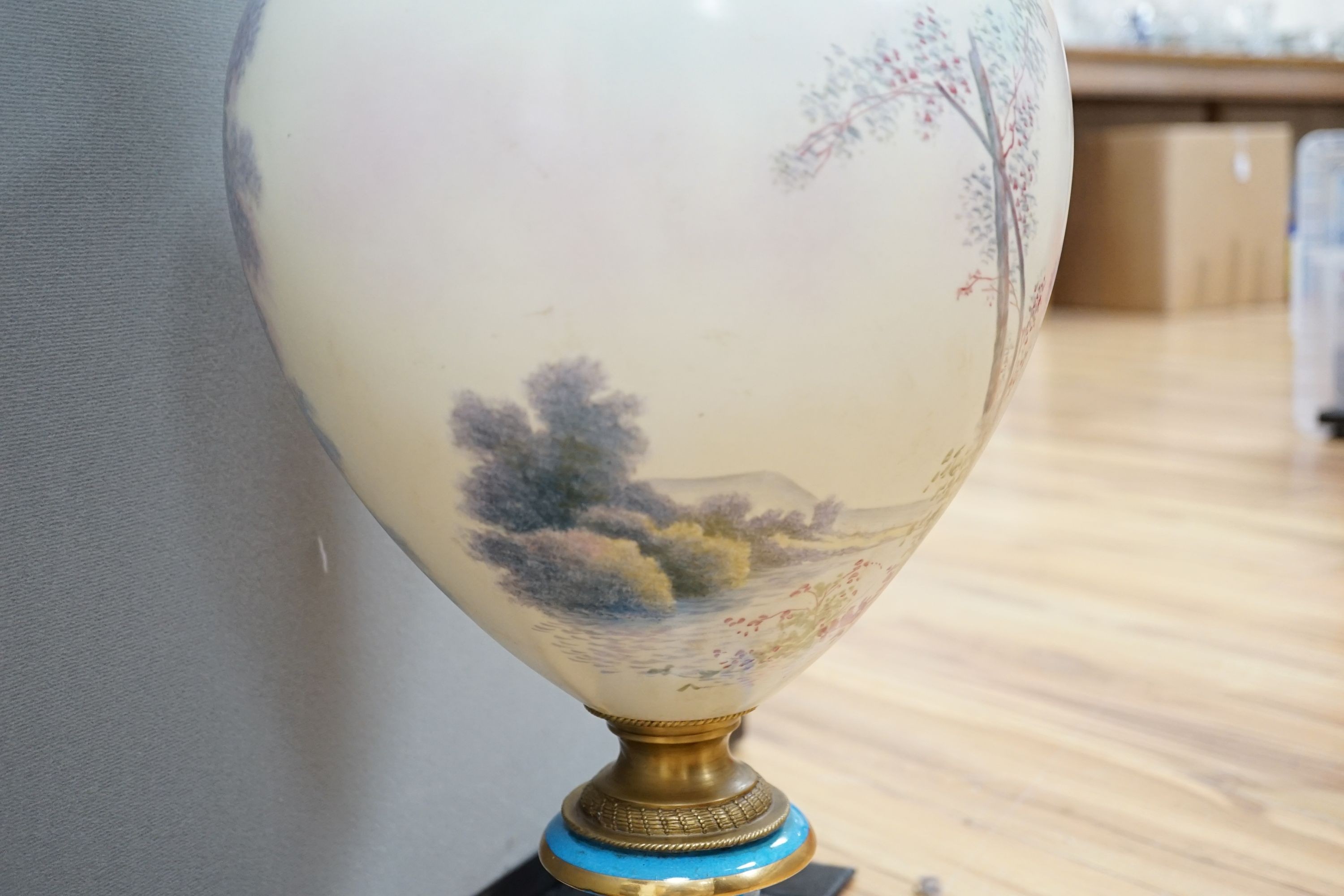 A large Sevres style vase and cover 70cm